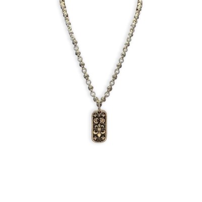 CHROME HEARTS CROSS FLOWER ENGRAVED PENDANT NECKLACE 